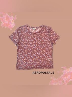 Aeropostale Mauve Floral Short Sleeve Tee